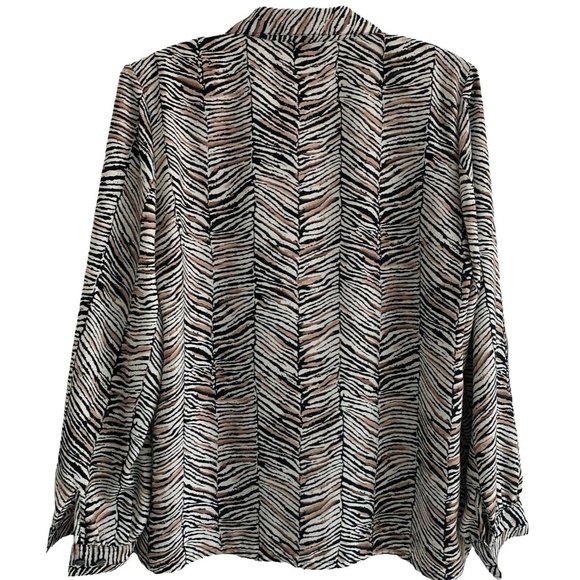 Alison Daley Blouse Top Sz 12 Animal Print Jungle Long Sleeve Button Collared - Picture 4 of 12